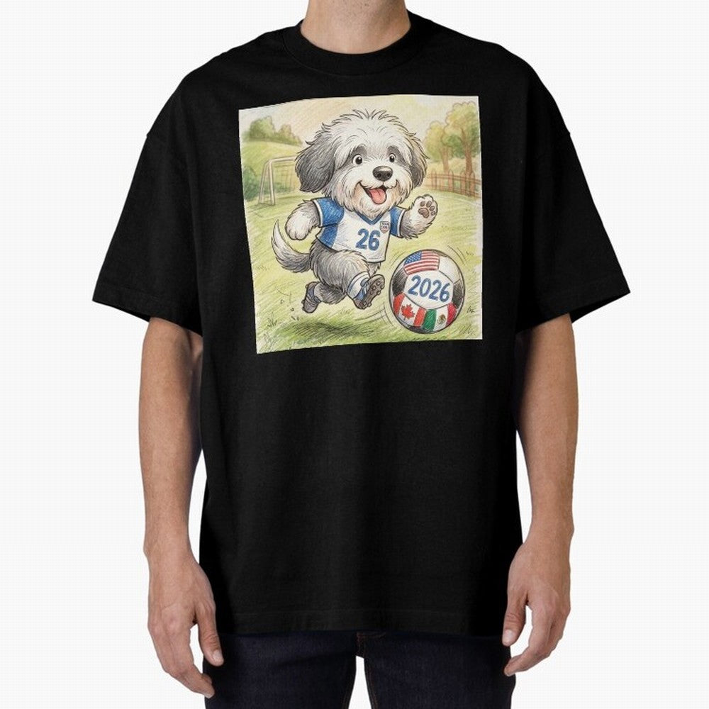 Cute Sheepdog Soccer Star - 2026 World Cup Fluffy Puppy Classic T-Shirt Remember Iconic Moments from FIFA World Cup 2026 Spirit, Connected to Spain, Cristiano Ronaldo, Vintage Soccer Flavor, Modern Football Stars, National Flags and Final Night