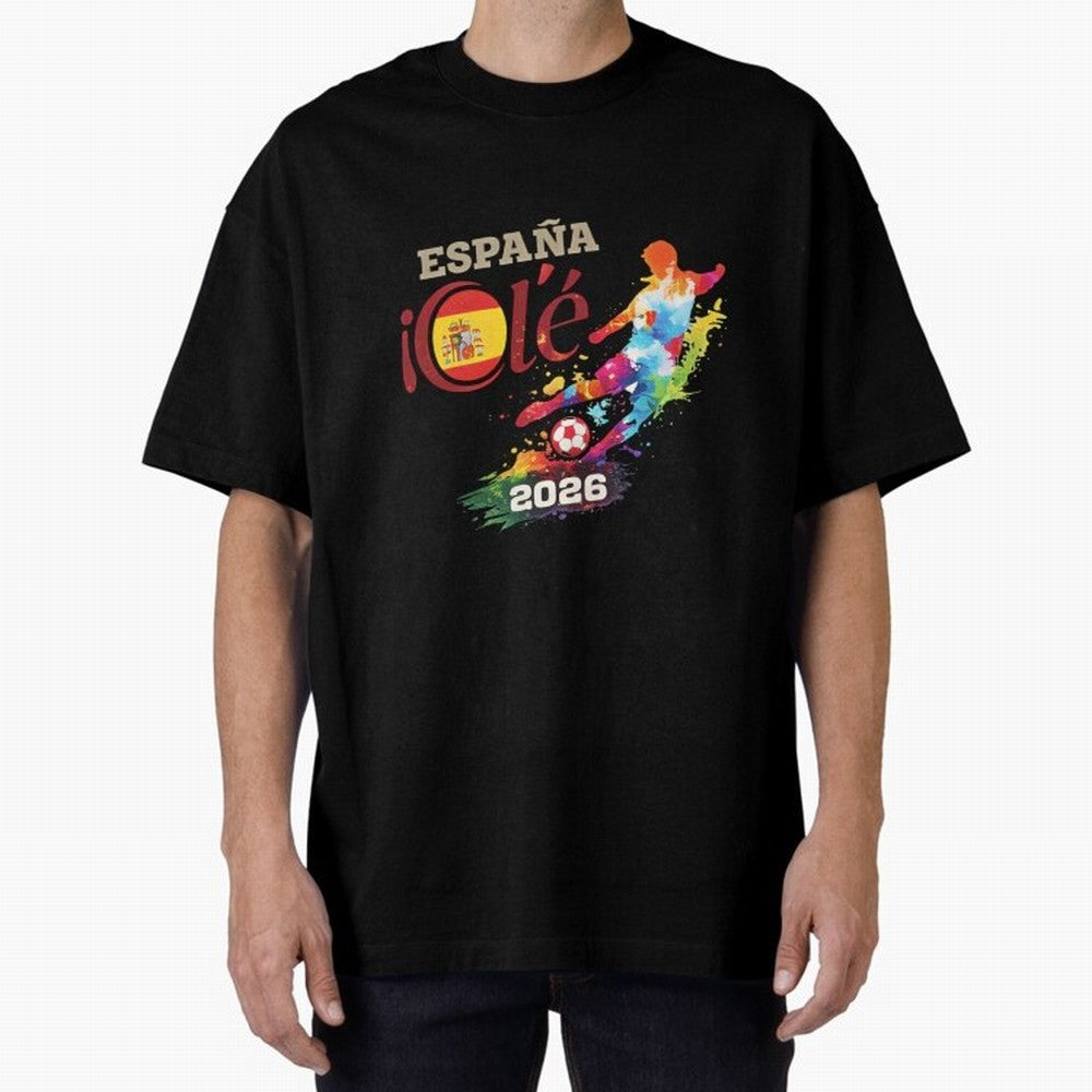 Spain Ol¨¦ 2026 Colorful Watercolor Football Graphic Classic T-Shirt Relive Legendary Nights from FIFA World Cup 2026 Group Stage Spirit, Made for Spain, Mbappe, Tournament Hype, Historic Matchups, Family Viewing Parties and Global Sports Pride;
