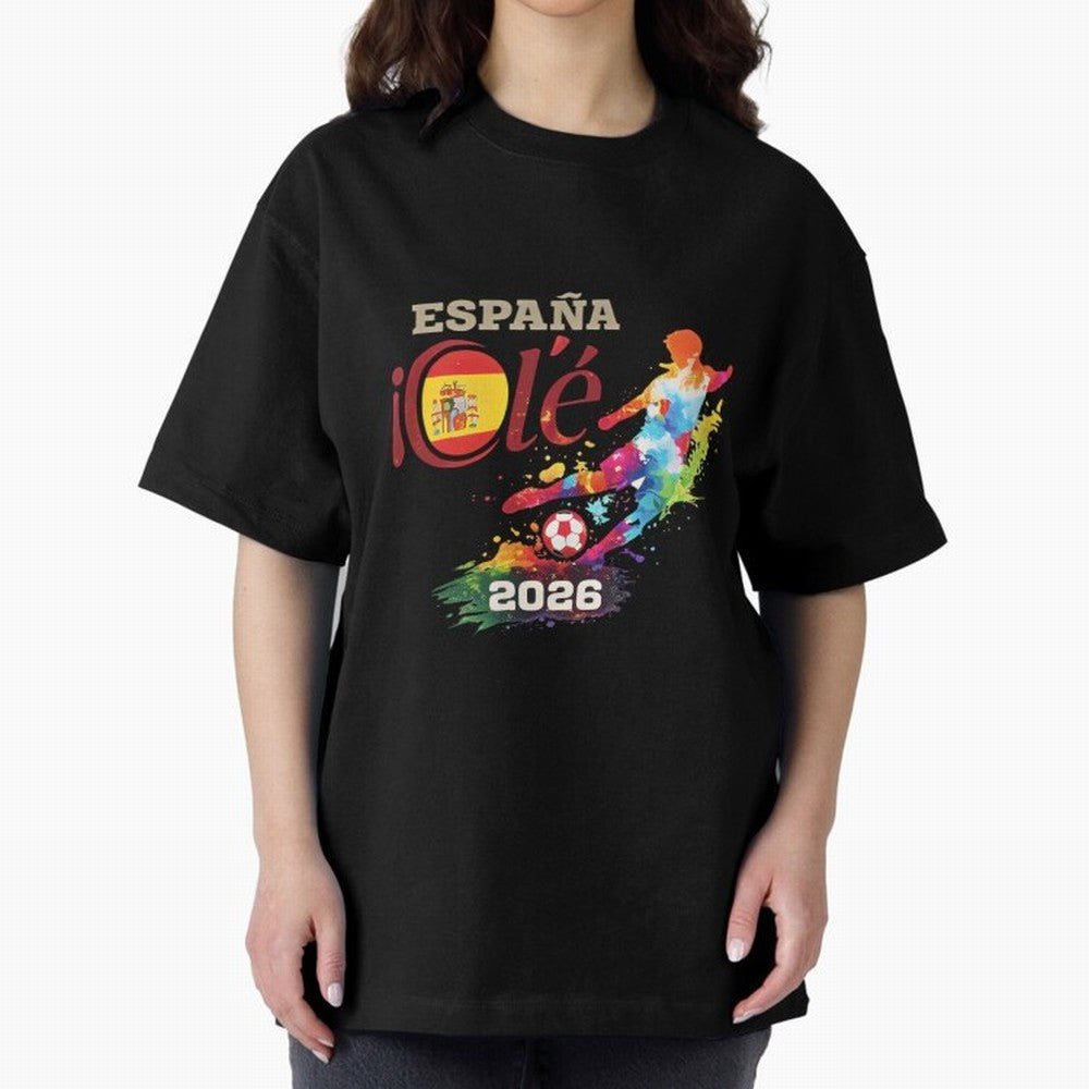 Spain Ol¨¦ 2026 Colorful Watercolor Football Graphic Classic T-Shirt Relive Legendary Nights from FIFA World Cup 2026 Group Stage Spirit, Made for Spain, Mbappe, Tournament Hype, Historic Matchups, Family Viewing Parties and Global Sports Pride;