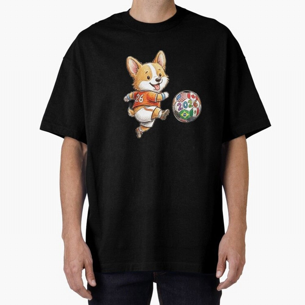 Cute Corgi Soccer Striker - 2026 World Cup Orange Jersey Classic T-Shirt Capture Stadium Memories from FIFA World Cup 2026 Group Stage with Haaland and Mbappe, Brazil Energy, Match Day Excitement, Supporter Culture, Golden Goals and Global Football