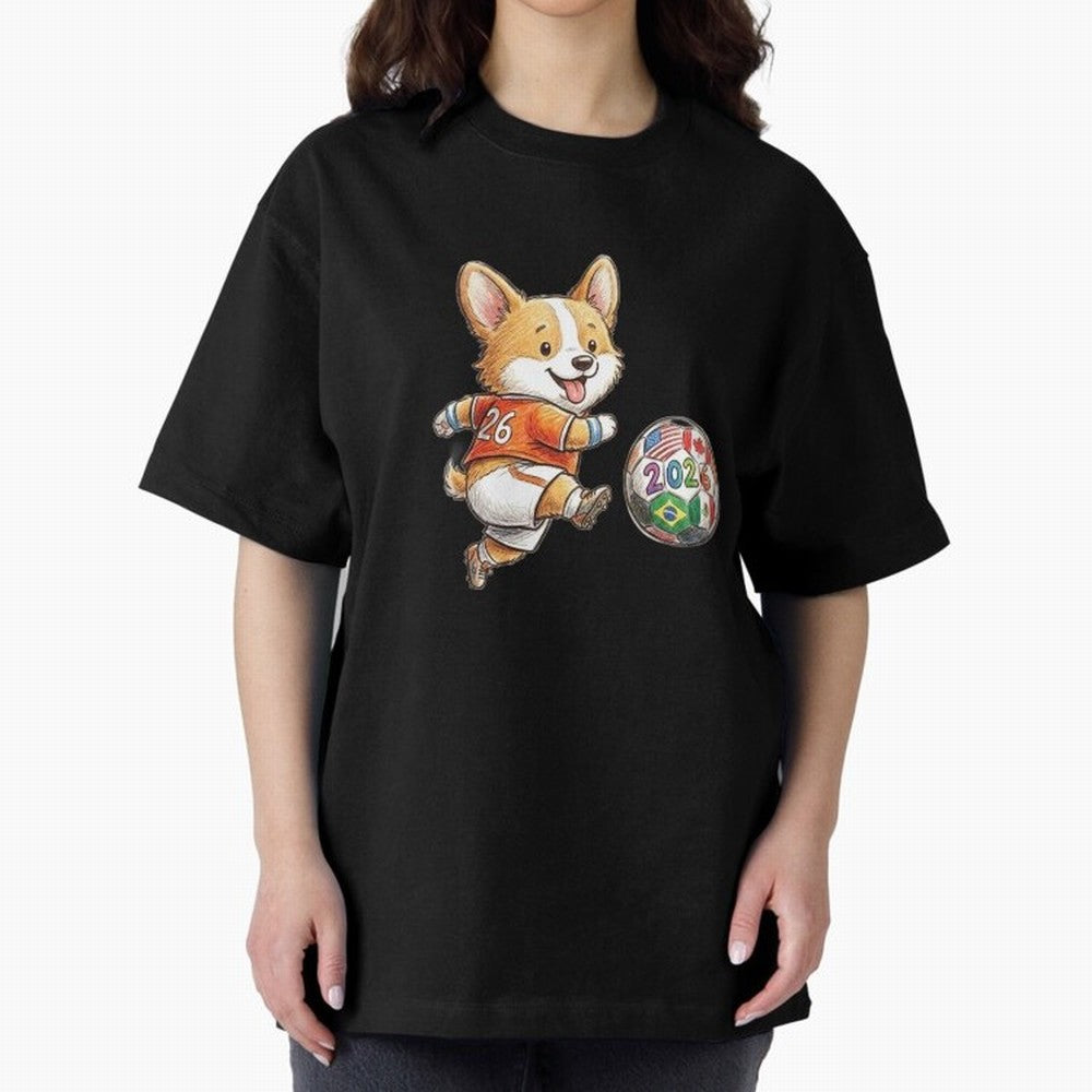 Cute Corgi Soccer Striker - 2026 World Cup Orange Jersey Classic T-Shirt Capture Stadium Memories from FIFA World Cup 2026 Group Stage with Haaland and Mbappe, Brazil Energy, Match Day Excitement, Supporter Culture, Golden Goals and Global Football