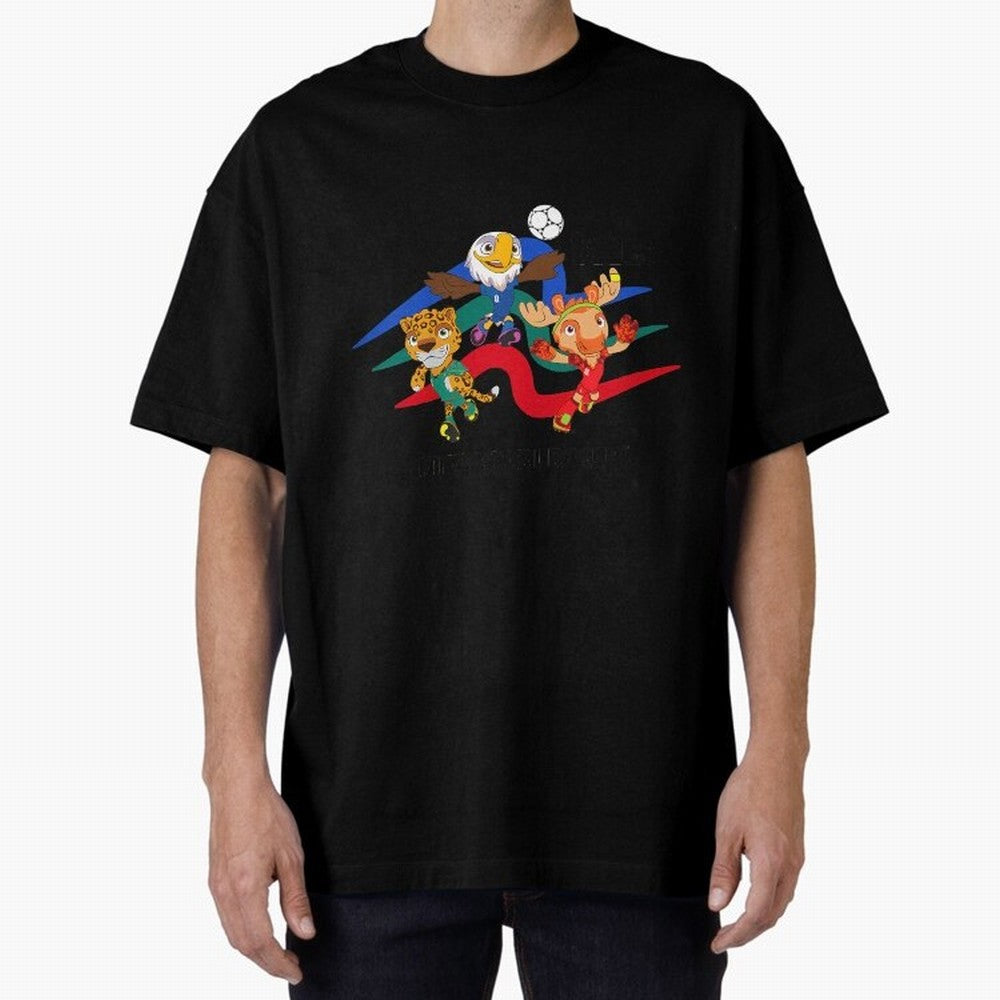 Kids World Cup26 Host Country Mascots Action Classic T-Shirt Enjoy the Biggest Football Party of Global Football Passion for FIFA World Cup 2026 USA Canada Mexico, Inspired by CR7, Germany, Global Supporter Spirit, Legendary Goals, National Colors