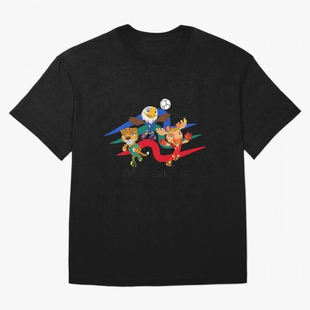 Kids World Cup26 Host Country Mascots Action Classic T-Shirt Enjoy the Biggest Football Party of Global Football Passion for FIFA World Cup 2026 USA Canada Mexico, Inspired by CR7, Germany, Global Supporter Spirit, Legendary Goals, National Colors