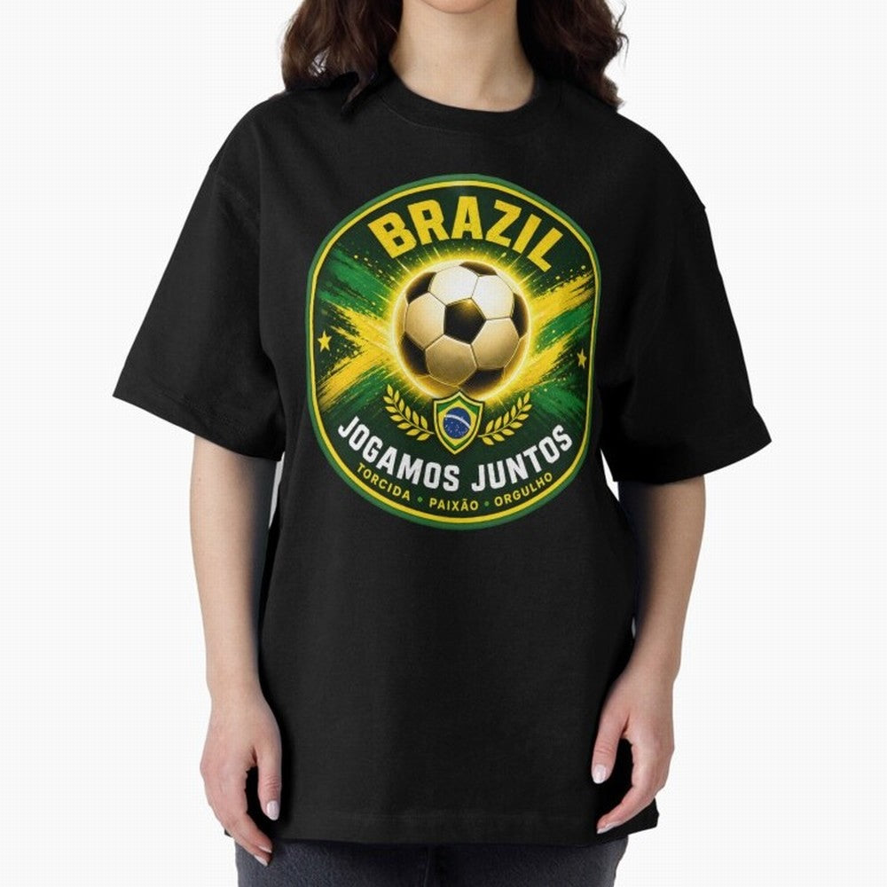 Vibrant and Elegant Brazil Soccer Emblem Classic T-Shirt Represent Global Football Passion for FIFA World Cup 2026, Connected to Haaland and Mbappe, Argentina and Brazil, Football Festival Excitement, Trophy Ambitions, Country Rivalries and Star