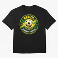 Vibrant and Elegant Brazil Soccer Emblem Classic T-Shirt Represent Global Football Passion for FIFA World Cup 2026, Connected to Haaland and Mbappe, Argentina and Brazil, Football Festival Excitement, Trophy Ambitions, Country Rivalries and Star