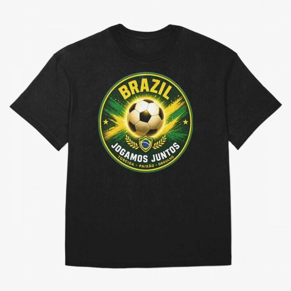 Vibrant and Elegant Brazil Soccer Emblem Classic T-Shirt Represent Global Football Passion for FIFA World Cup 2026, Connected to Haaland and Mbappe, Argentina and Brazil, Football Festival Excitement, Trophy Ambitions, Country Rivalries and Star