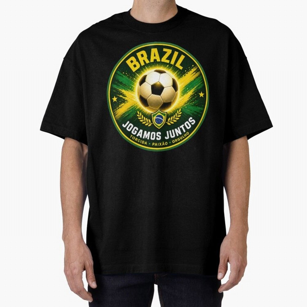 Vibrant and Elegant Brazil Soccer Emblem Classic T-Shirt Represent Global Football Passion for FIFA World Cup 2026, Connected to Haaland and Mbappe, Argentina and Brazil, Football Festival Excitement, Trophy Ambitions, Country Rivalries and Star