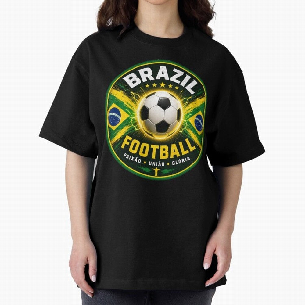 Elegant Brazil Football Emblem Classic T-Shirt Upgrade Match Day Hype around FIFA World Cup 2026, Mbappe and Neymar, Argentina, Retro Football Energy, Iconic Rivalries, Trophy Chase Drama and Stadium Atmosphere; Ideal for Football Dads, Football