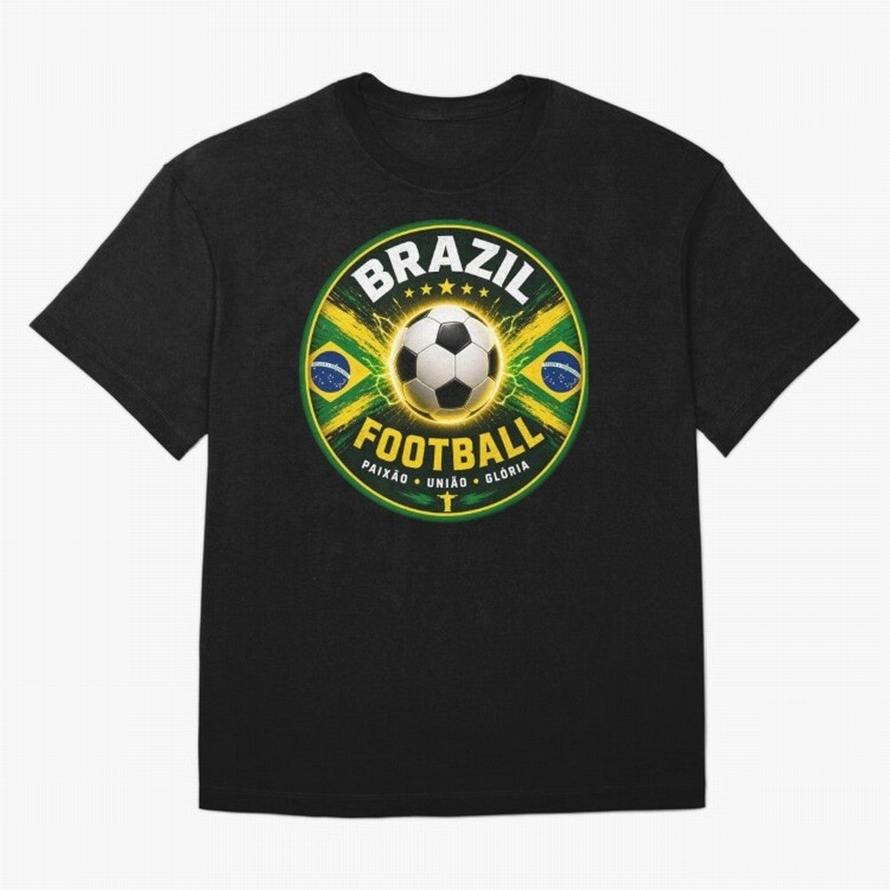 Elegant Brazil Football Emblem Classic T-Shirt Upgrade Match Day Hype around FIFA World Cup 2026, Mbappe and Neymar, Argentina, Retro Football Energy, Iconic Rivalries, Trophy Chase Drama and Stadium Atmosphere; Ideal for Football Dads, Football