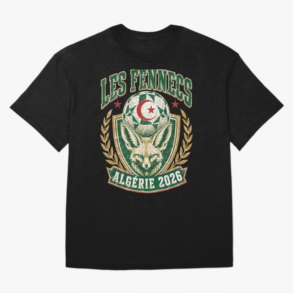 Les Fennecs Alg¨¦rie 2026 World Cup Soccer T-Shirt Classic T-Shirt Bring Retro Soccer Energy to FIFA World Cup 2026 Group Stage for Fans of Mbappe and Neymar and Portugal, Spain and Germany, Bringing Soccer Culture, Superstar Moments, National Team