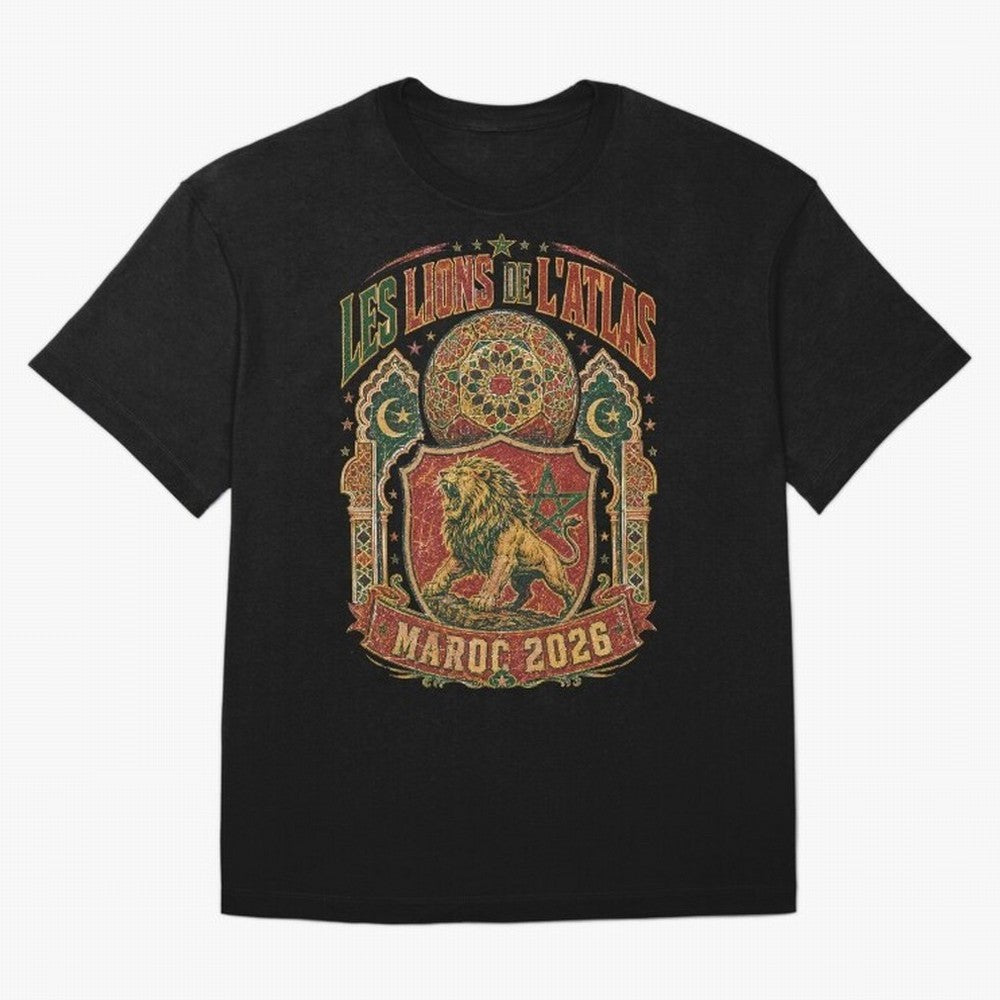 Lions De L'Atlas Maroc 2026 World Cup Soccer T-Shirt Classic T-Shirt Celebrate National Team Dreams in FIFA World Cup 2026 Group Stage Spirit, with Netherlands, CR7 and Messi, Supporter Pride, Iconic Celebrations, Legendary Names and Global Match