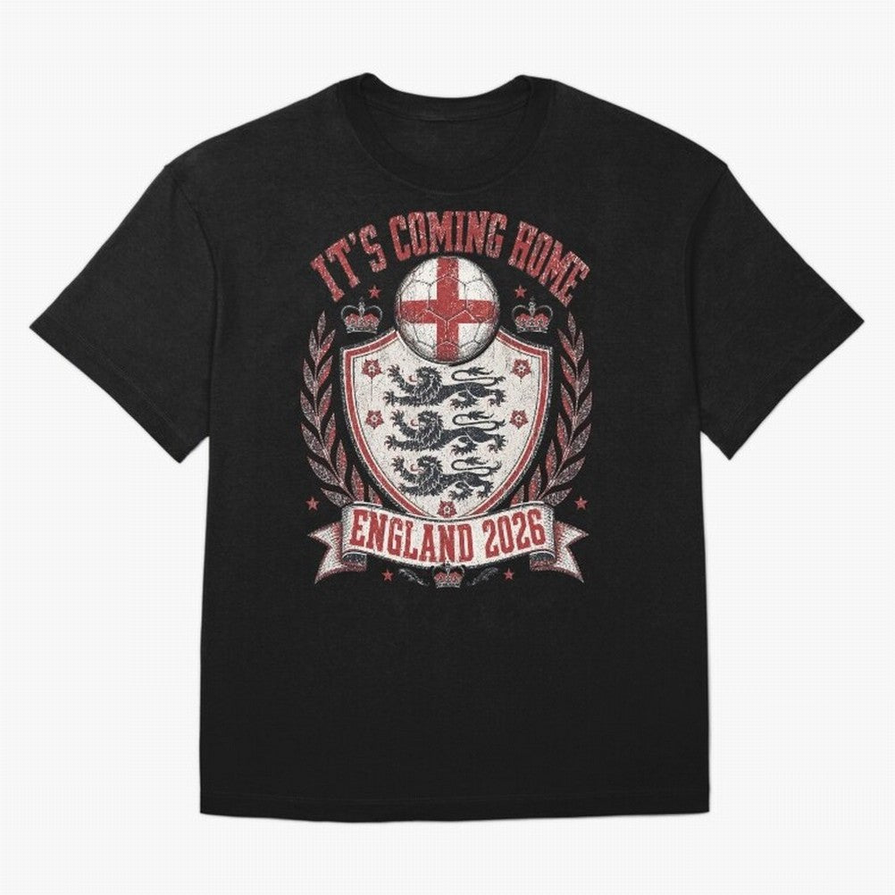 It's Coming Home England 2026 World Cup Soccer T-Shirt Classic T-Shirt Enjoy the Biggest Football Party of FIFA World Cup 2026 for Fans of Messi and Cristiano Ronaldo and Netherlands, Bringing Football Passion, Legendary Performances, Festival