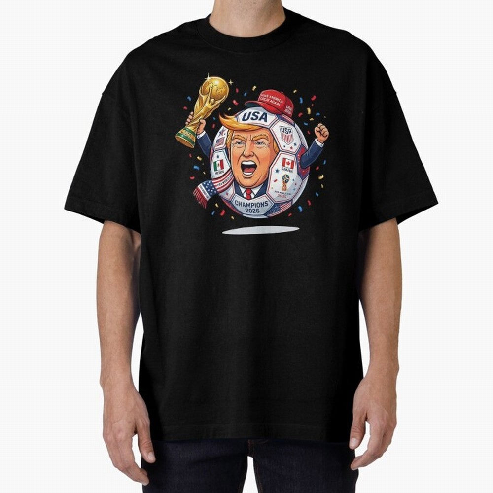 Donald Trump 2026 World Cup Soccer Champion Illustration Classic T-Shirt Bring Stadium Energy to FIFA World Cup 2026 Spirit, Highlighting Argentina, CR7 and Messi, Game Day Rituals, Football Legends, Country Pride and the Road to the Final; Great
