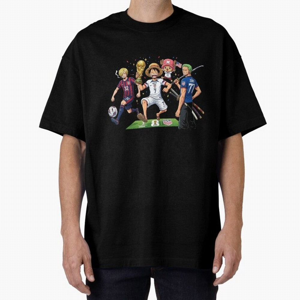 One Piece Characters Celebrating World Cup 2026 USA Classic T-Shirt Cheer for Match Day Hype around FIFA World Cup 2026, Haaland and Mbappe, Argentina and Brazil, Game Day Rituals, Football Legends, Country Pride and the Road to the Final; Perfect