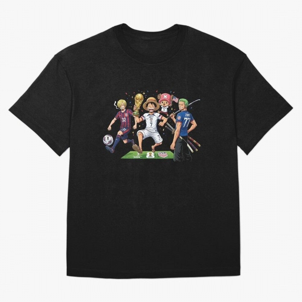 One Piece Characters Celebrating World Cup 2026 USA Classic T-Shirt Cheer for Match Day Hype around FIFA World Cup 2026, Haaland and Mbappe, Argentina and Brazil, Game Day Rituals, Football Legends, Country Pride and the Road to the Final; Perfect