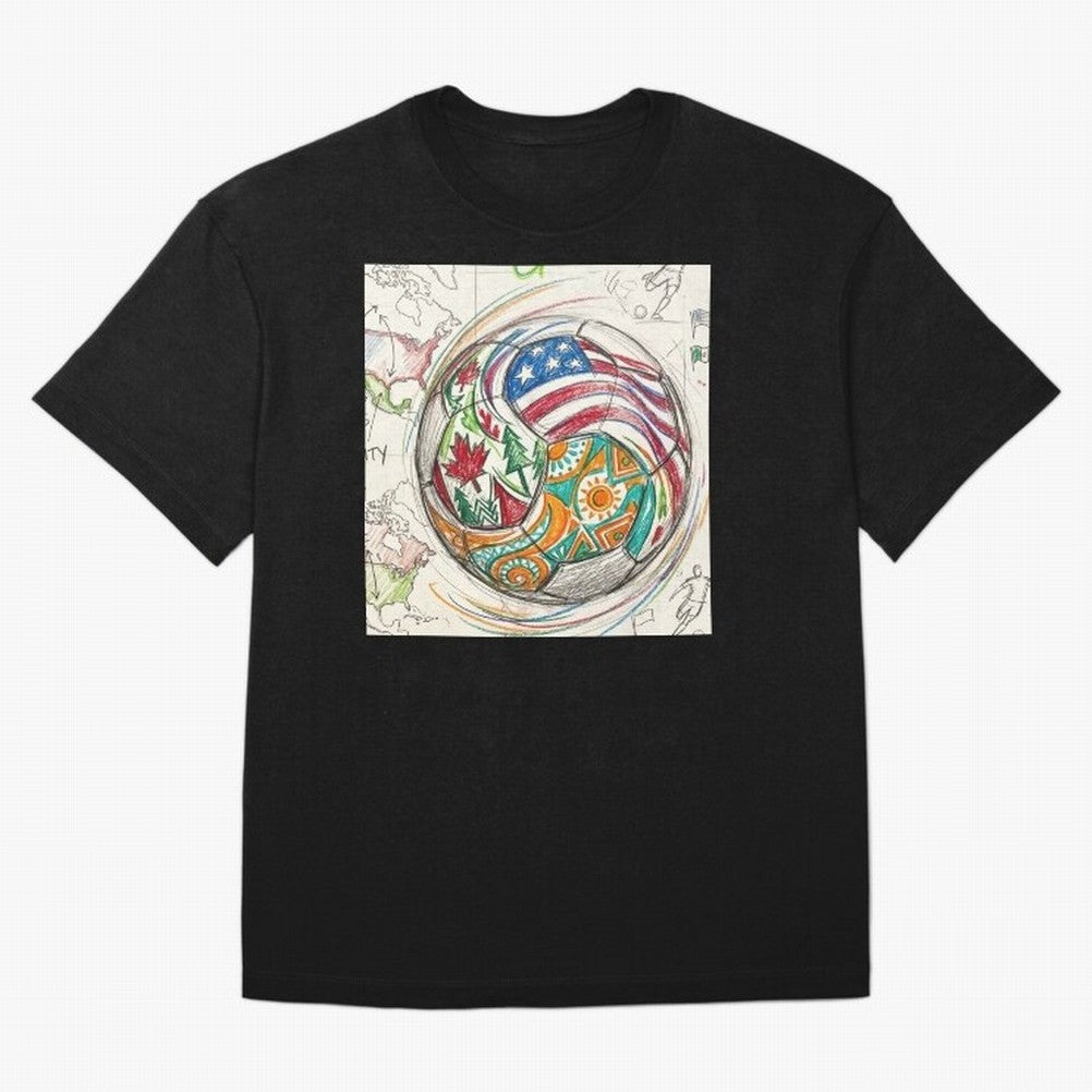 FIFA 2026 World Cup Unity Ball - Hand-Drawn Host Nations Art Classic T-Shirt Join FIFA World Cup 2026 Group Stage Filled with Neymar, Brazil, Portugal and Argentina Energy, Retro Football Energy, Iconic Rivalries, Trophy Chase Drama and Stadium