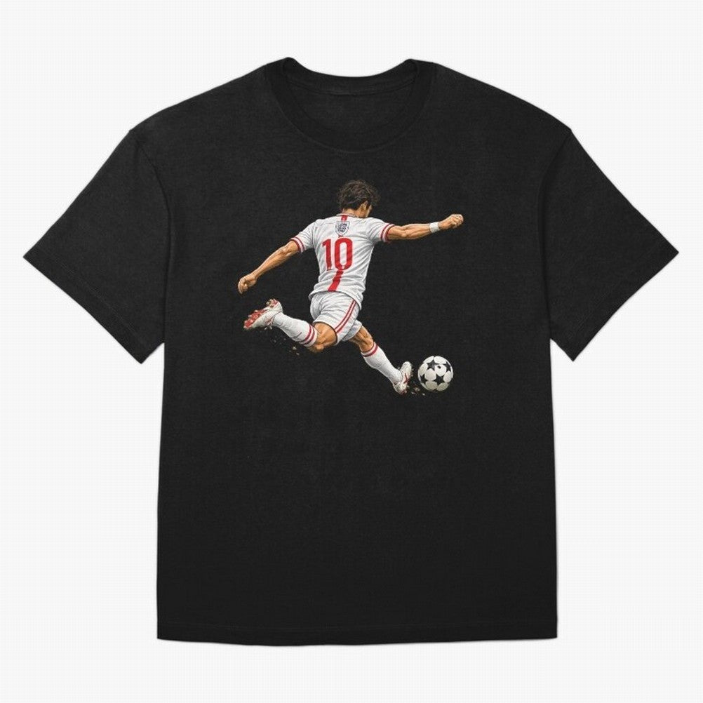 England Football Sticker Number 10 Three Lions Classic T-Shirt Represent Football Lovers during the FIFA World Cup 2026 Group Stage Journey through Neymar, Haaland and Cristiano Ronaldo Highlights, England and Germany Pride, Vintage Soccer Flavor,