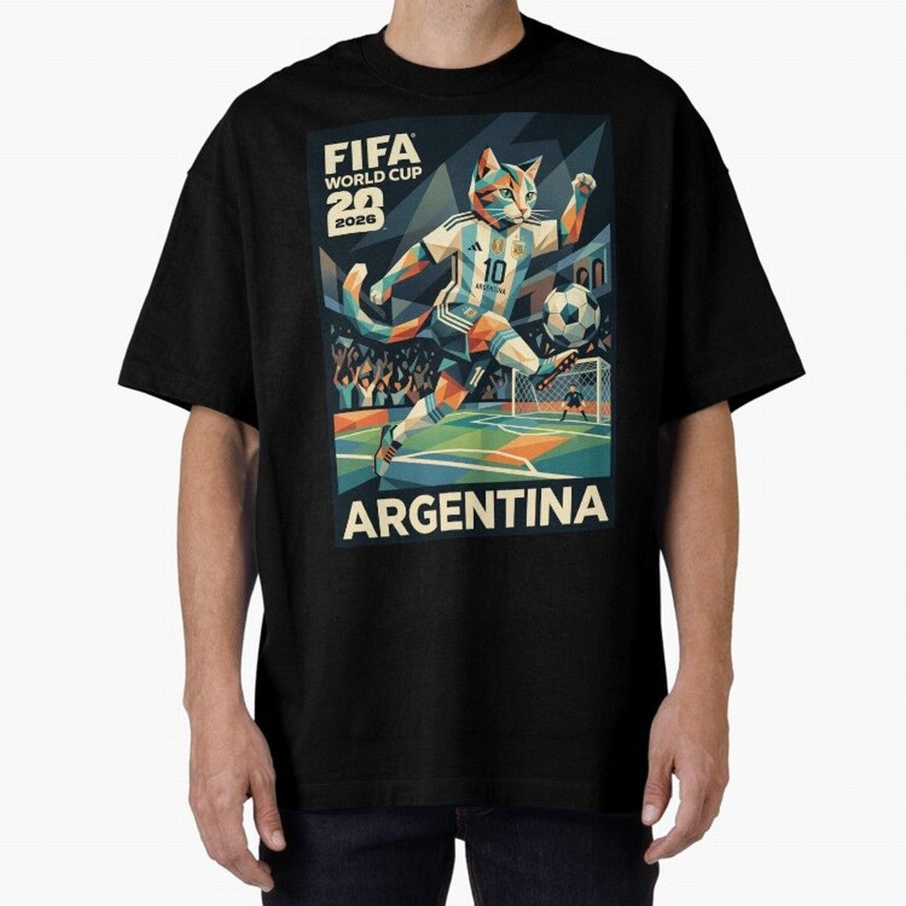 Argentina Cat World Cup 2026 ¨C Geometric Football Art Classic T-Shirt Show Your Stadium Side during FIFA World Cup 2026 Spirit, Built around Netherlands, CR7 and Messi, Soccer Culture, Superstar Moments, National Team Dreams and Competitive Fire;