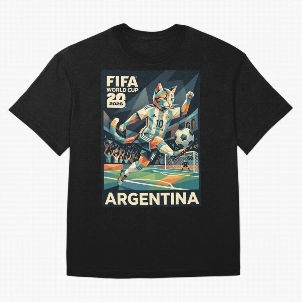 Argentina Cat World Cup 2026 ¨C Geometric Football Art Classic T-Shirt Show Your Stadium Side during FIFA World Cup 2026 Spirit, Built around Netherlands, CR7 and Messi, Soccer Culture, Superstar Moments, National Team Dreams and Competitive Fire;