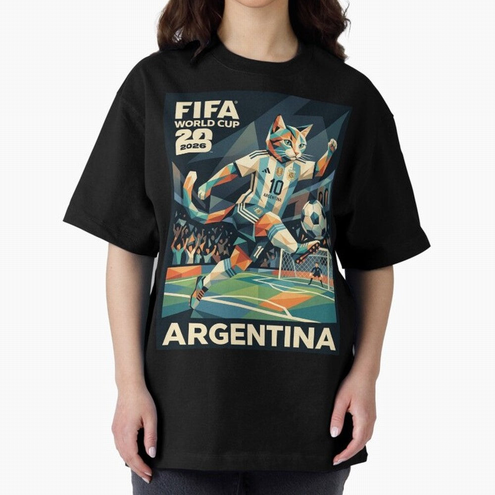 Argentina Cat World Cup 2026 ¨C Geometric Football Art Classic T-Shirt Show Your Stadium Side during FIFA World Cup 2026 Spirit, Built around Netherlands, CR7 and Messi, Soccer Culture, Superstar Moments, National Team Dreams and Competitive Fire;