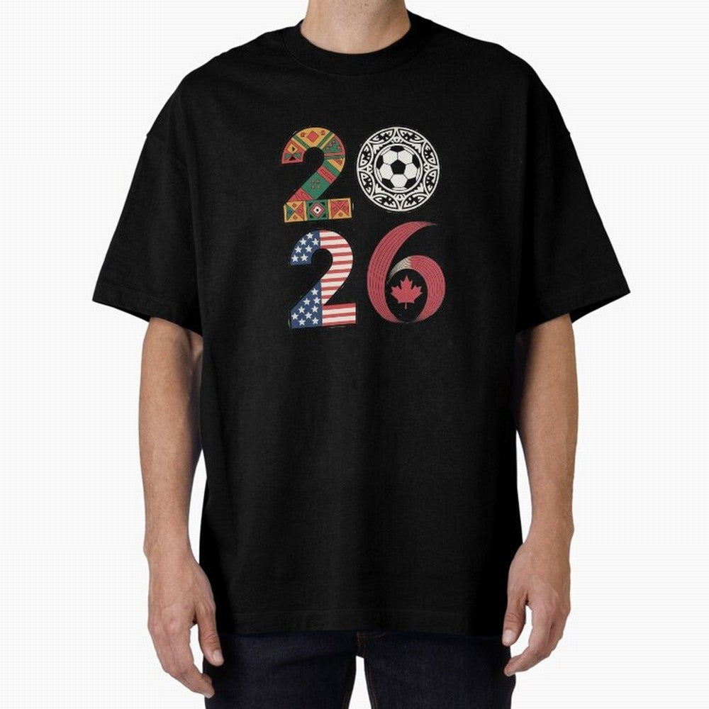 2026 Football Countries Design ¨C USA, Canada & Mexico Inspired Art Oversized T-Shirt Embrace FIFA World Cup 2026 Group Stage for Fans of Cristiano Ronaldo and Argentina, Bringing Football History, Final Match Energy, Crowd Noise and Once in a