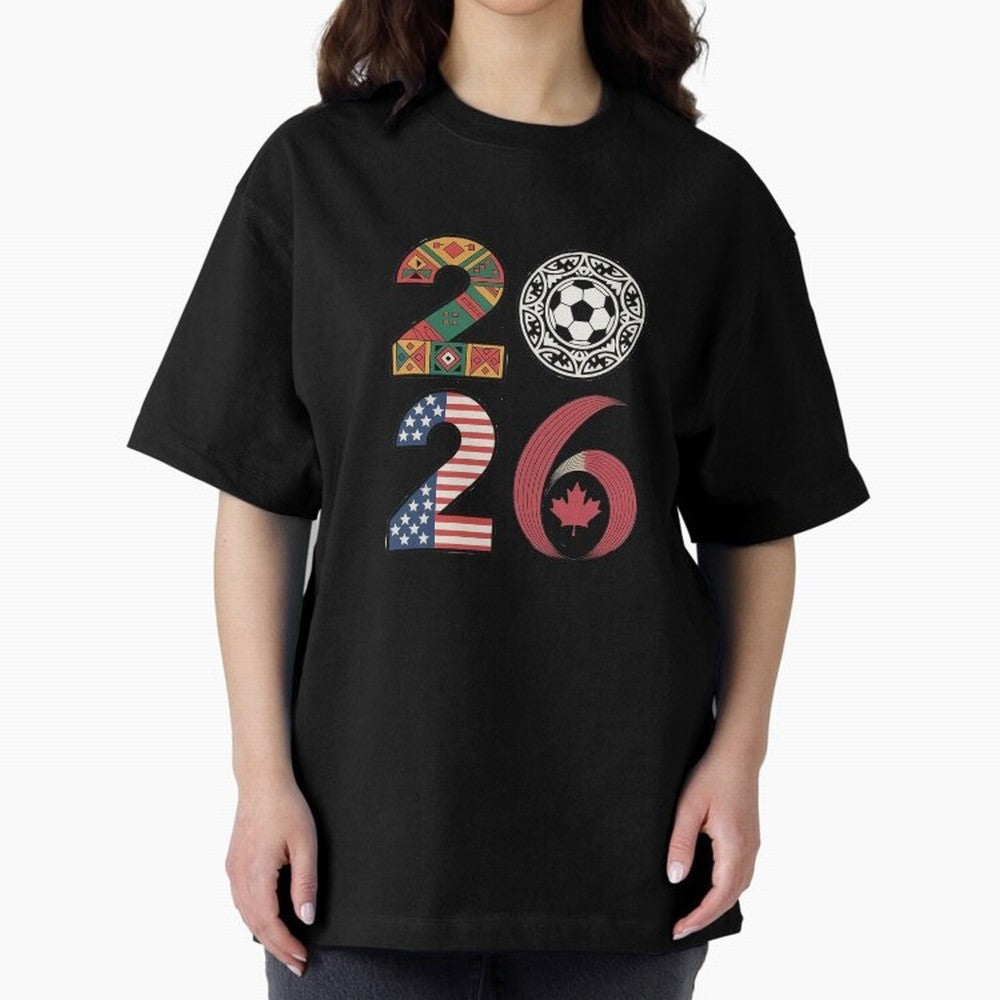 2026 Football Countries Design ¨C USA, Canada & Mexico Inspired Art Oversized T-Shirt Embrace FIFA World Cup 2026 Group Stage for Fans of Cristiano Ronaldo and Argentina, Bringing Football History, Final Match Energy, Crowd Noise and Once in a