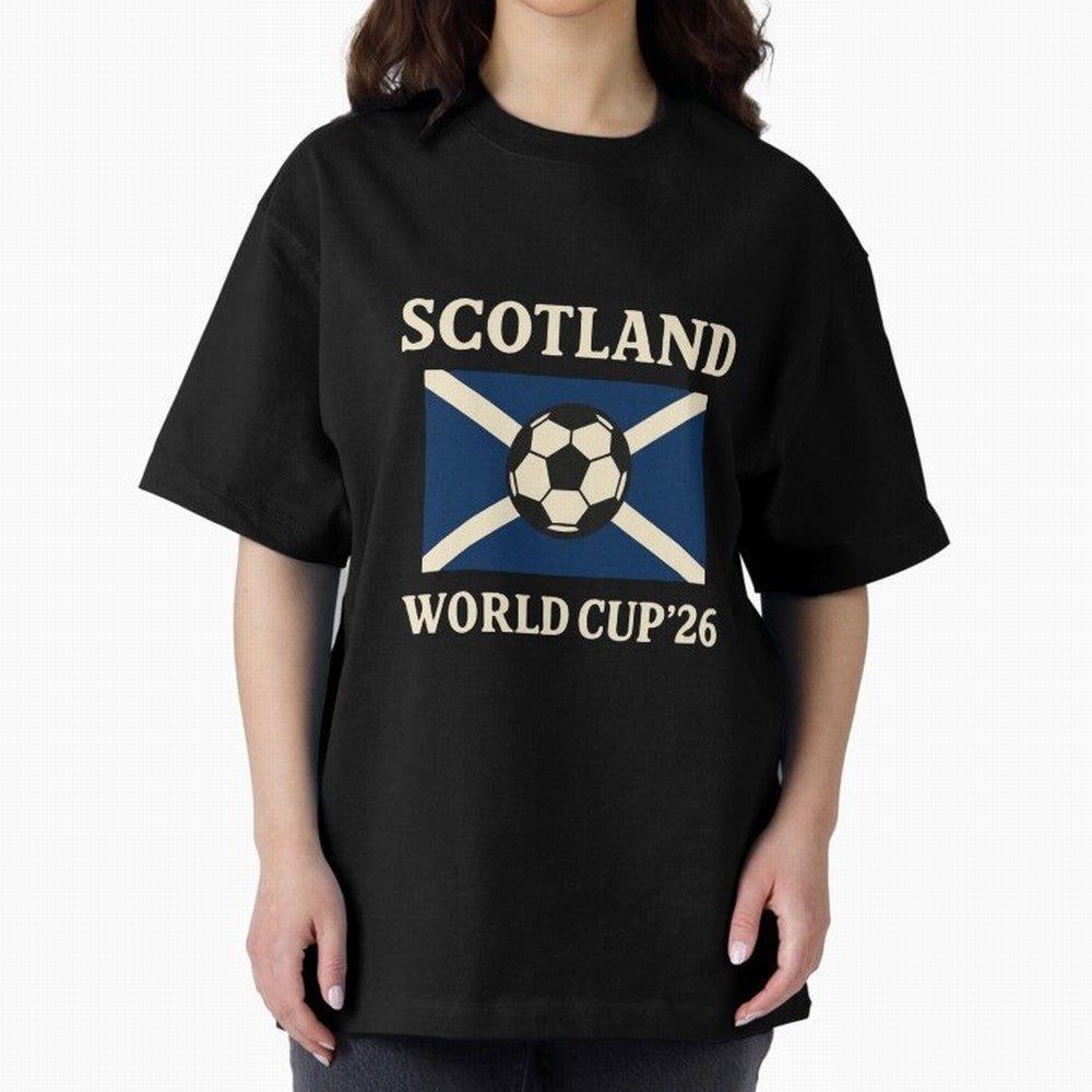 Scotland World Cup 2026 Oversized T-Shirt Experience the Global Stage of FIFA World Cup 2026 Spirit, Connected to Argentina, Messi, Neymar and Mbappe, Goal Celebration Energy, Supporter Heritage, Football Icons and Worldwide Tournament Joy; Ideal