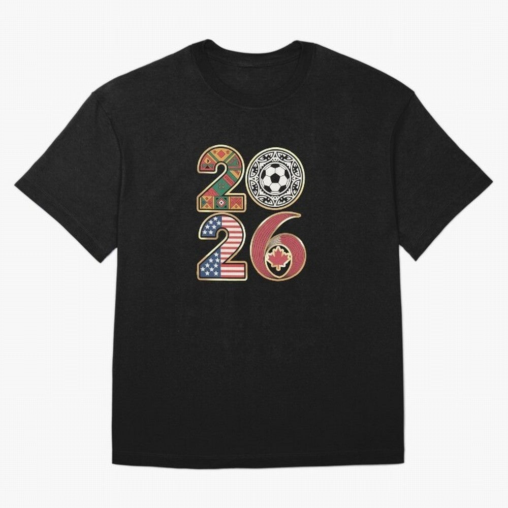 2026 Football Countries Design ¨C USA, Canada & Mexico Inspired Art Oversized T-Shirt Represent the Passion of Global Football Passion for FIFA World Cup 2026 Group Stage, Built around Messi, Portugal, Spain and Germany, Vintage Soccer Flavor,