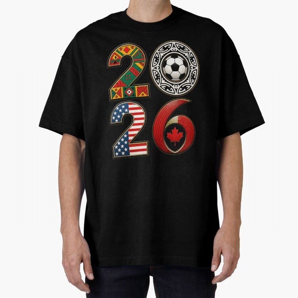 United 2026 Soccer Fan - North America Host Countries Oversized T-Shirt Show Fan Pride Across Match Day Hype around FIFA World Cup 2026 USA Canada Mexico, CR7 and Messi, Brazil, Portugal and Argentina, Football Passion, Legendary Performances,