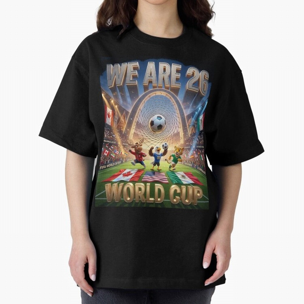 World cup 2026 Oversized T-Shirt Celebrate National Team Dreams in FIFA World Cup 2026 Group Stage Spirit, Made for Portugal, Spain and Germany, Messi and Cristiano Ronaldo, Championship Spirit, Famous Goals, Roaring Crowds and International