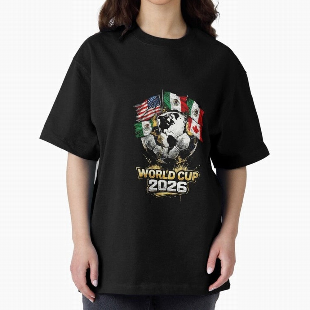 Fifa 2026 World Cup Flags Football Graphic Tee Oversized T-Shirt Turn Every Weekend Toward the FIFA World Cup 2026 Journey through Haaland and Mbappe Highlights, Germany Pride, Football History, Final Match Energy, Crowd Noise and Once in a