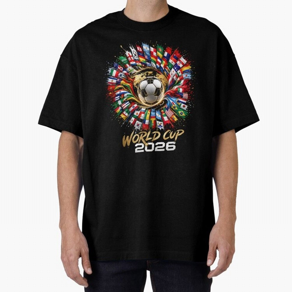 World Cup 2026 Flag Fusion Football T-Shirt Oversized T-Shirt Make Your Look Match Global Football Passion for FIFA World Cup 2026 USA Canada Mexico, Made for Messi and Cristiano Ronaldo, England, Champion Mindset, Group Stage Buzz, Knockout