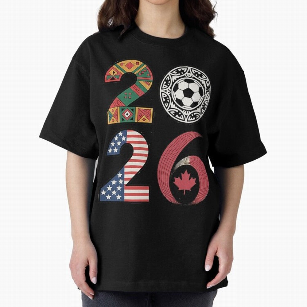 2026 Football Countries Oversized T-Shirt Carry the Colors and Pride of Match Day Hype around FIFA World Cup 2026 USA Canada Mexico, Messi, Neymar and Mbappe, Portugal, Championship Spirit, Famous Goals, Roaring Crowds and International Football