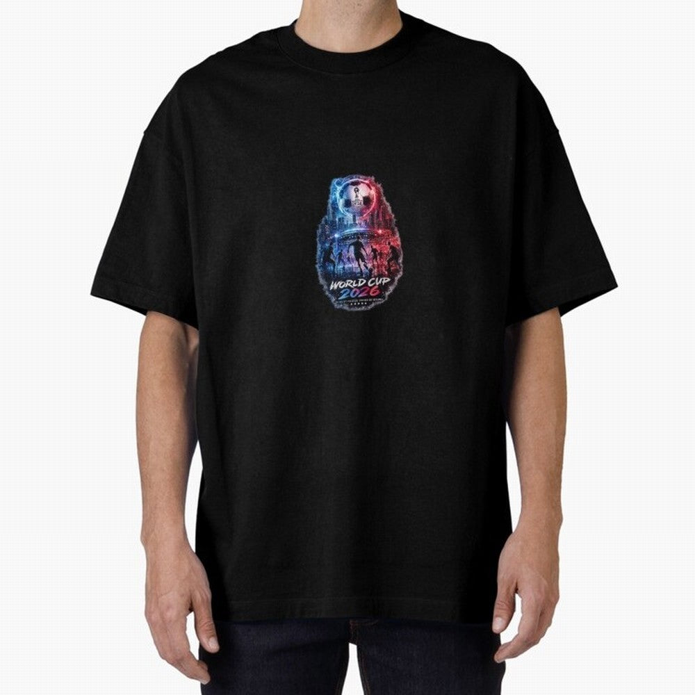 Copy of World Cup 2026 ¨C United Passion ?? | Neon Football Design Oversized T-Shirt Celebrate Football Heritage in FIFA World Cup 2026 USA Canada Mexico Highlighting Haaland and Mbappe, Argentina and Brazil Energy, Championship Spirit, Famous