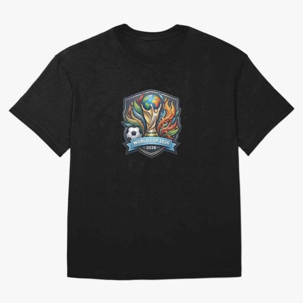 World Cup 2026 Football Crest - Retro Vintage Sticker Oversized T-Shirt Support the Legends of FIFA World Cup 2026 Driven by Messi, Neymar and Mbappe, Spain Energy, Classic Soccer Heritage, Championship Pressure, Fan Loyalty and International