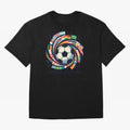 2D World Cup 2026 Football Spiral Flag Design T-Shirt Oversized T-Shirt Elevate FIFA World Cup 2026 Spirit, Connected to Germany, Messi and Cristiano Ronaldo, Worldwide Fan Energy, Dramatic Goals, Stadium Lights and Championship Celebrations; Great