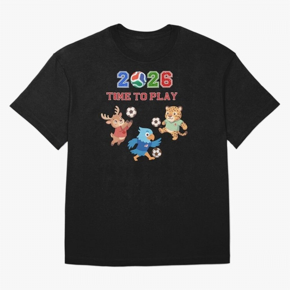 Soccer Mascots 2026 USA Mexico Canada Time To Play Oversized T-Shirt Turn Up for the FIFA World Cup 2026 Journey through Neymar Highlights, France Pride, Fan Favorite Moments, National Team Passion, Big Match Drama and Soccer History; Ideal for