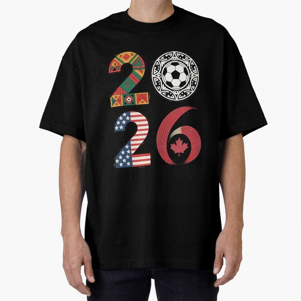2026 Football Countries Design Usa Canada Mexico Inspired Oversized T-Shirt Bring Global Tournament Vibes to Global Football Passion for FIFA World Cup 2026 Group Stage, Celebrating Messi and Cristiano Ronaldo, Portugal, Football Festival