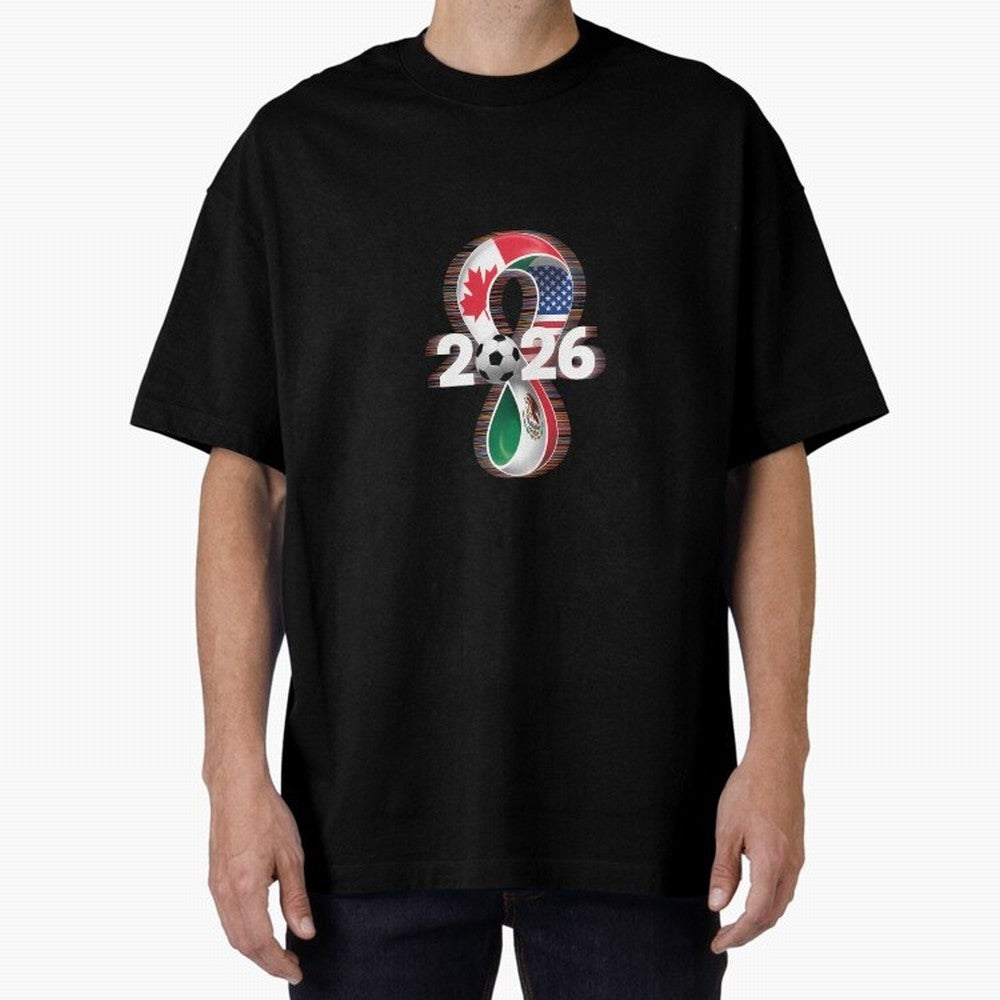 Usa Canada Mexico Soccer Football 2026 Oversized T-Shirt Turn Football Passion into Match Day Hype around FIFA World Cup 2026, Messi and Cristiano Ronaldo, Brazil, Portugal and Argentina, Worldwide Fan Energy, Dramatic Goals, Stadium Lights and