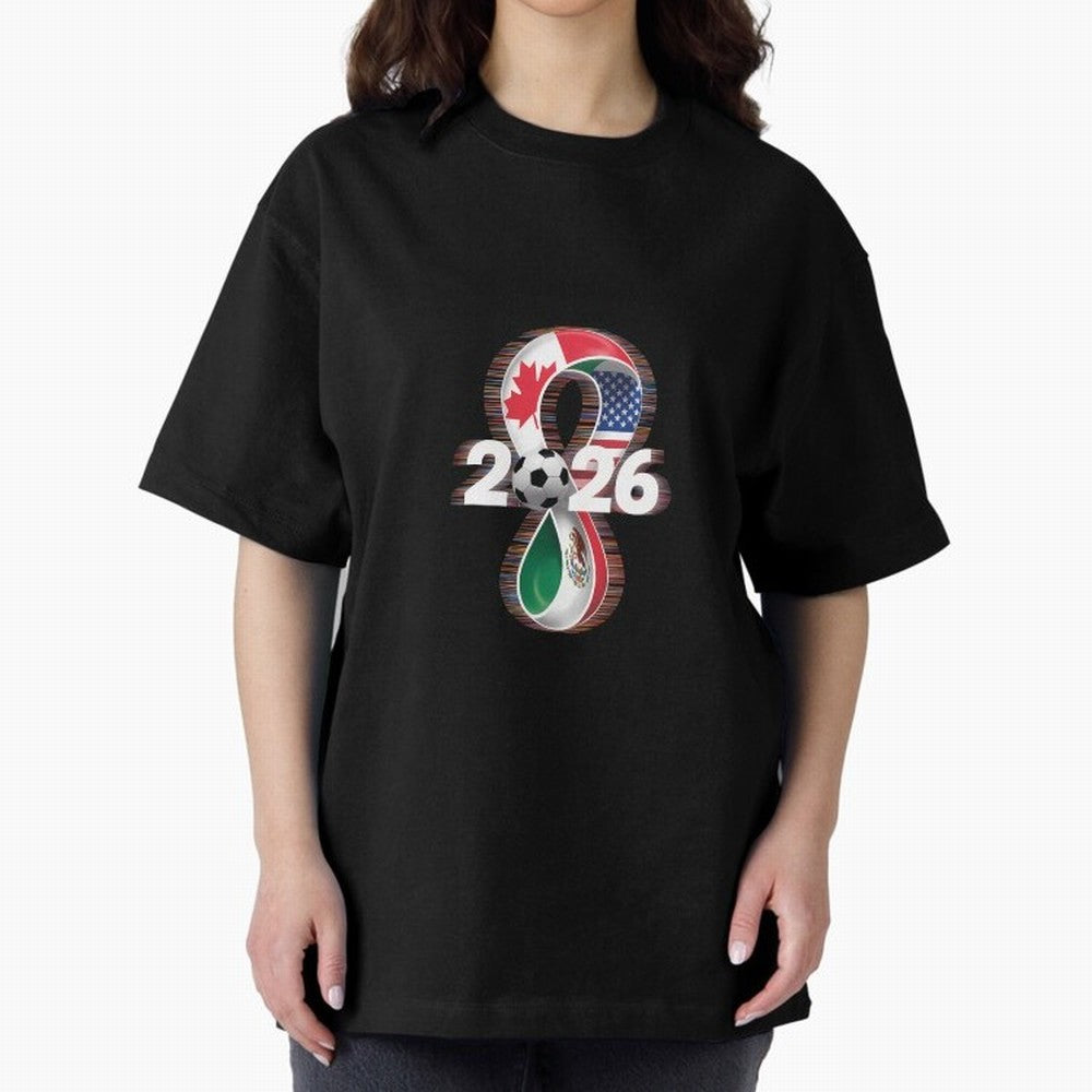 Usa Canada Mexico Soccer Football 2026 Oversized T-Shirt Turn Football Passion into Match Day Hype around FIFA World Cup 2026, Messi and Cristiano Ronaldo, Brazil, Portugal and Argentina, Worldwide Fan Energy, Dramatic Goals, Stadium Lights and