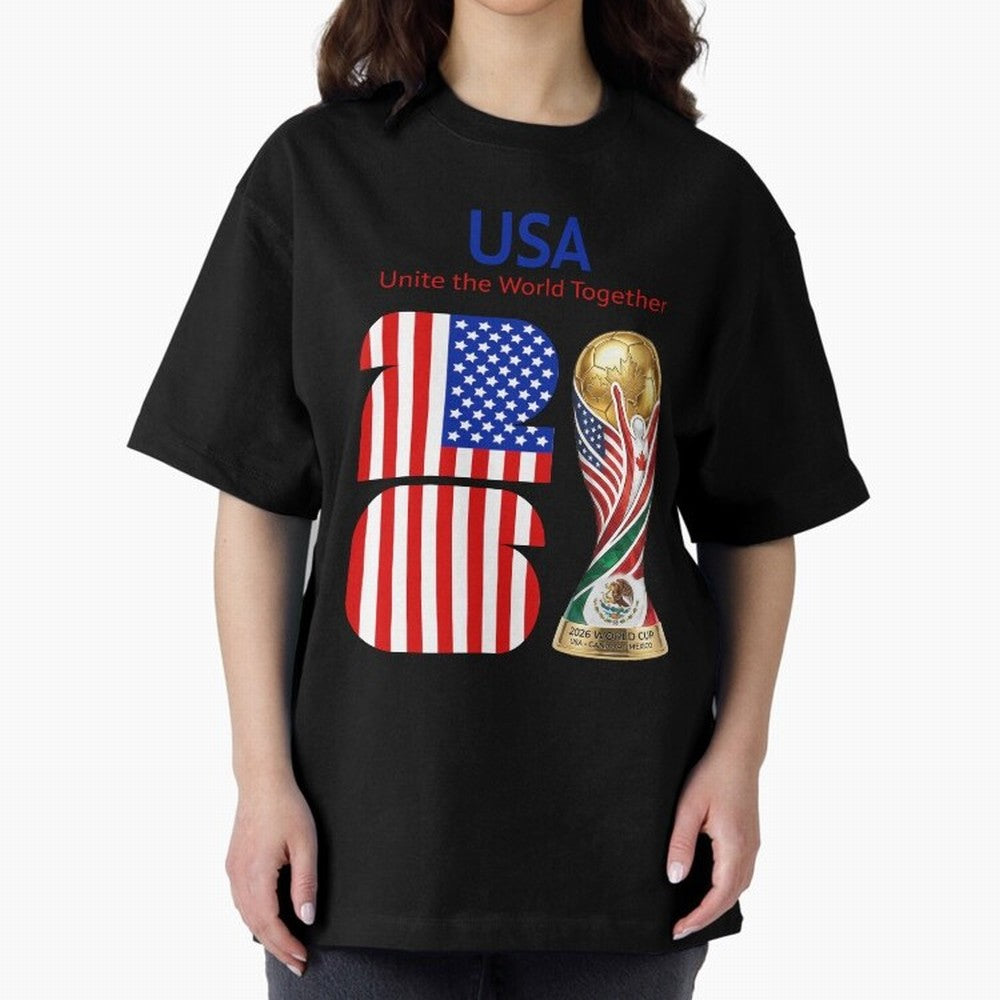 World Cup 2026, IMG 020, USA 001 Oversized T-Shirt Represent FIFA World Cup 2026 Group Stage for Fans of Neymar and Brazil, Bringing Goal Celebration Energy, Supporter Heritage, Football Icons and Worldwide Tournament Joy; Made for Die Hard