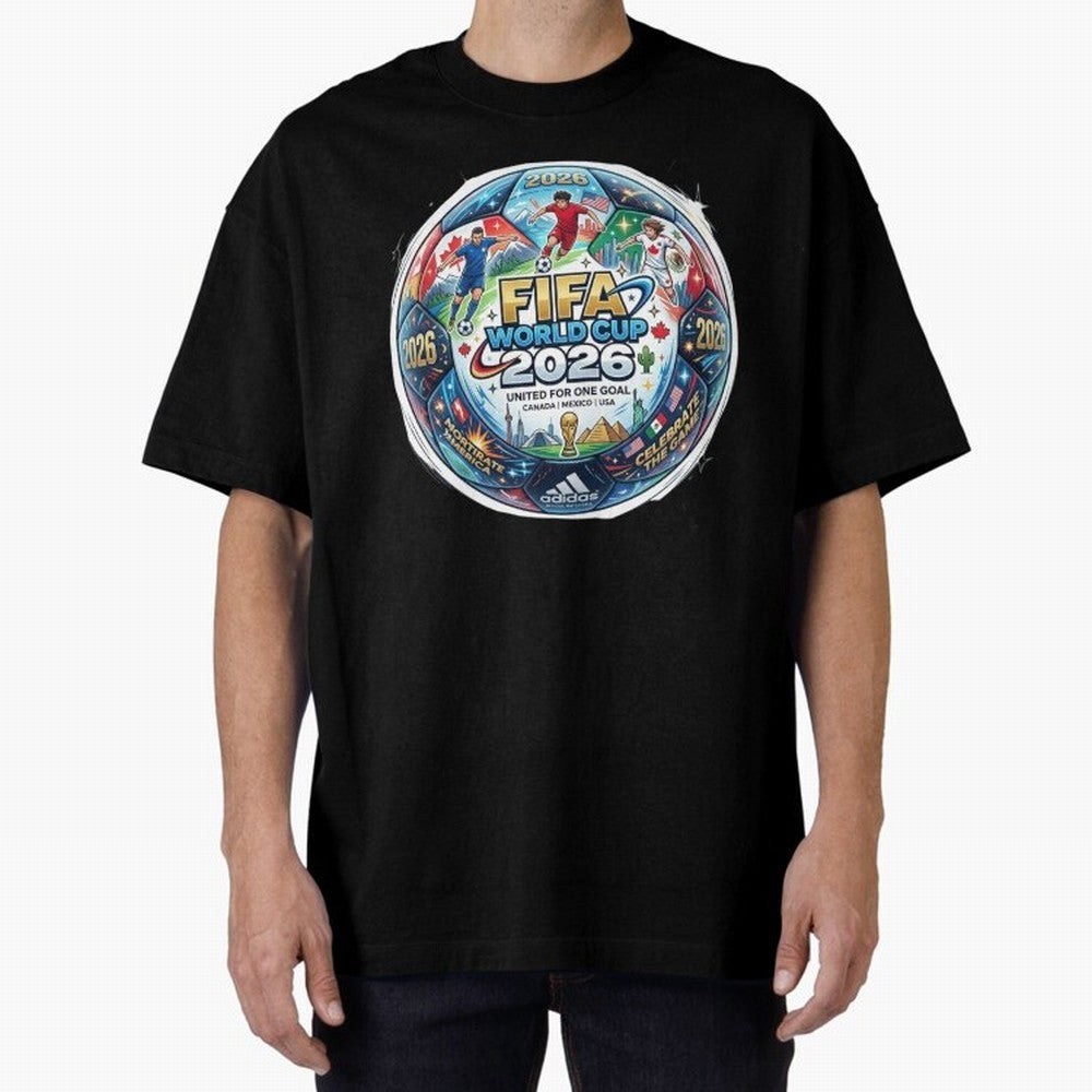 FIFA World Cup 2026 Official Match Ball Concept Art - Canada Mexico USA Oversized T-Shirt Make the Season About FIFA World Cup 2026 USA Canada Mexico Spirit, with Portugal, Spain and Germany, Cristiano Ronaldo, Haaland and CR7, Retro Football