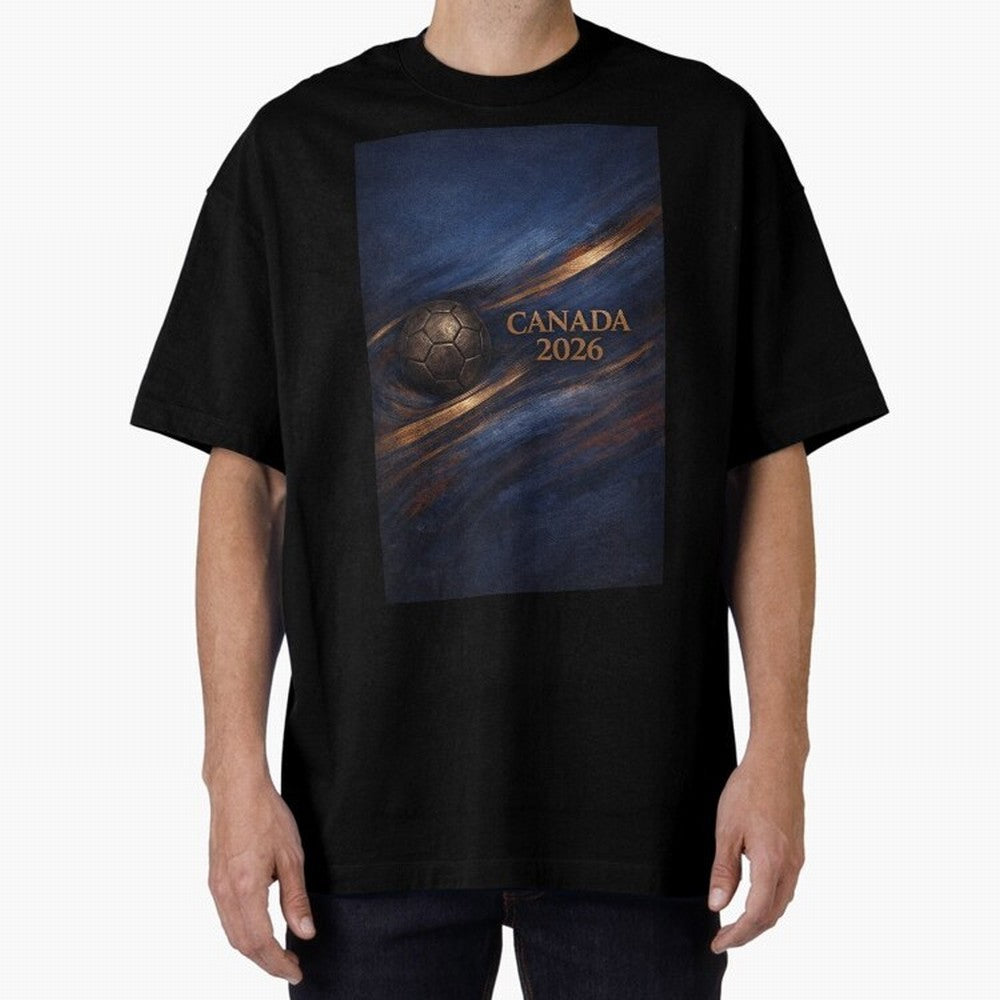 Canada 2026 Soccer Inspired Design Oversized T-Shirt Capture FIFA World Cup 2026 Group Stage Connected to Neymar, Argentina, France and Brazil Energy, Worldwide Fan Energy, Dramatic Goals, Stadium Lights and Championship Celebrations; Ideal for