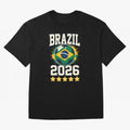 Brazil Soccer Football 2026 Oversized T-Shirt Support FIFA World Cup 2026 for Fans of Messi and Argentina and Brazil, Bringing Vintage Soccer Flavor, Modern Football Stars, National Flags and Final Night Emotion; Great for Supporters Who Love