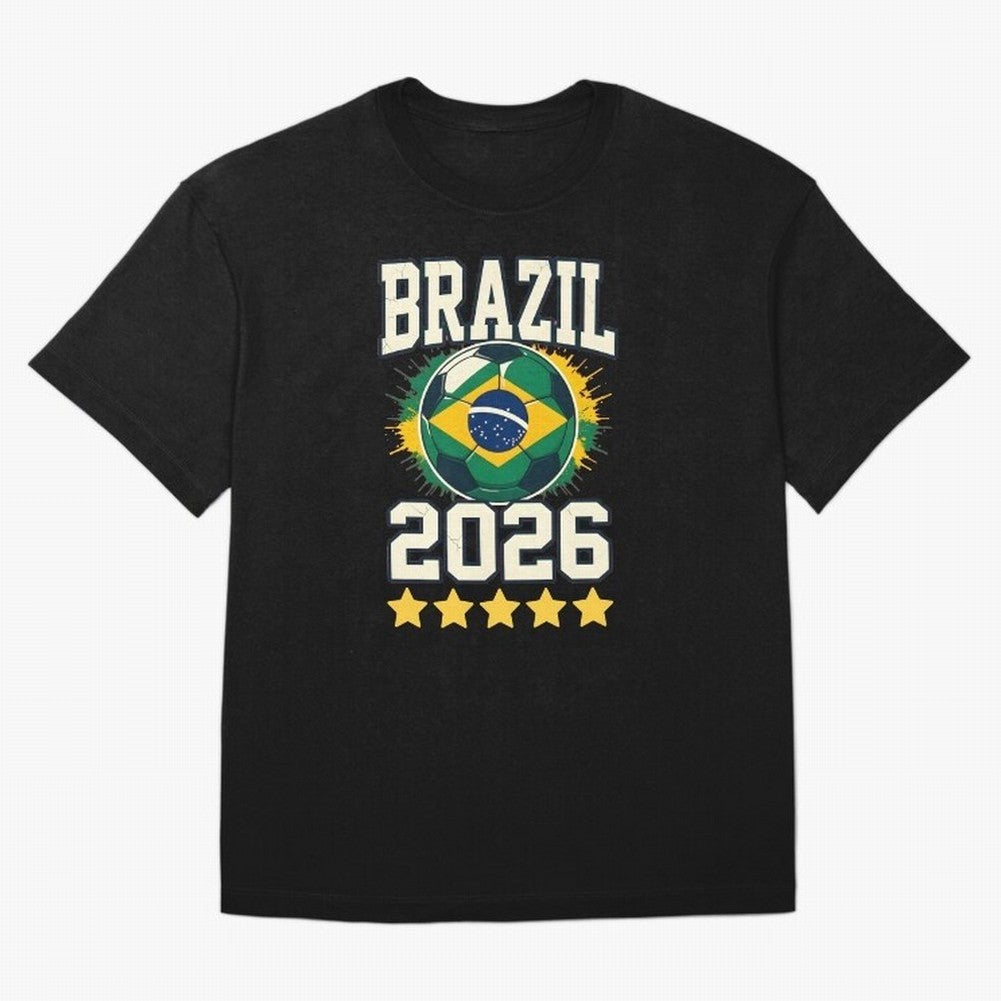 Brazil Soccer Football 2026 Oversized T-Shirt Support FIFA World Cup 2026 for Fans of Messi and Argentina and Brazil, Bringing Vintage Soccer Flavor, Modern Football Stars, National Flags and Final Night Emotion; Great for Supporters Who Love