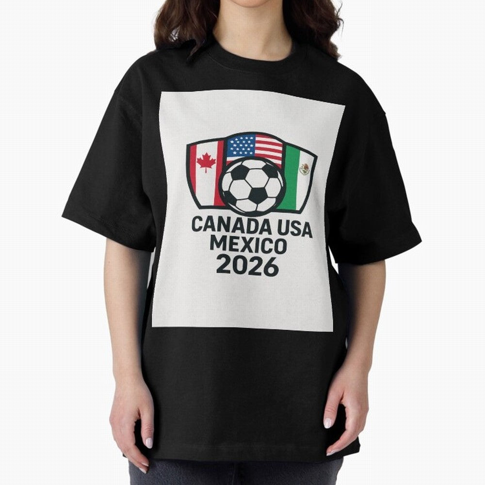 World Cup Soccer 2026 Canada USA Mexico Design Oversized T-Shirt Keep Football History Alive during FIFA World Cup 2026 Spirit, Driven by Portugal, Spain and Germany, Haaland and Mbappe, Classic Soccer Heritage, Championship Pressure, Fan Loyalty
