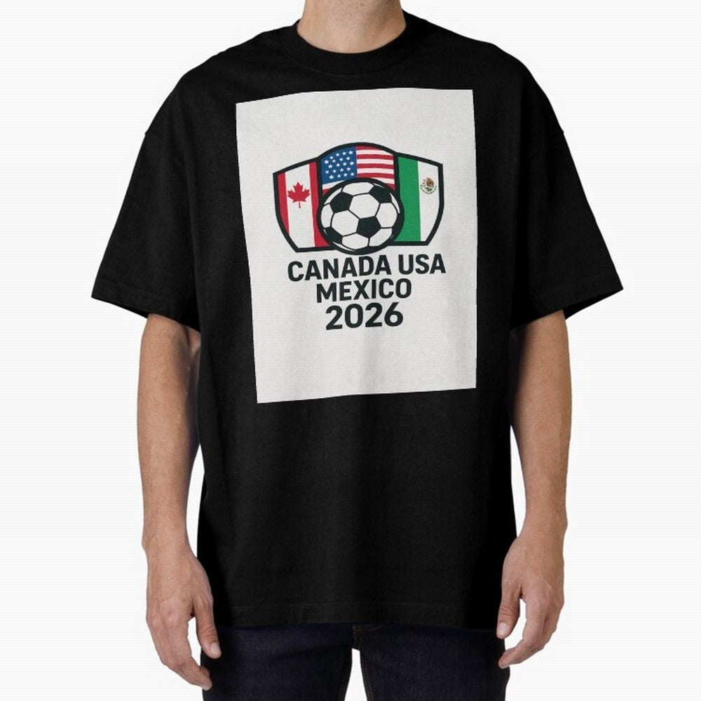 World Cup Soccer 2026 Canada USA Mexico Design Oversized T-Shirt Keep Football History Alive during FIFA World Cup 2026 Spirit, Driven by Portugal, Spain and Germany, Haaland and Mbappe, Classic Soccer Heritage, Championship Pressure, Fan Loyalty