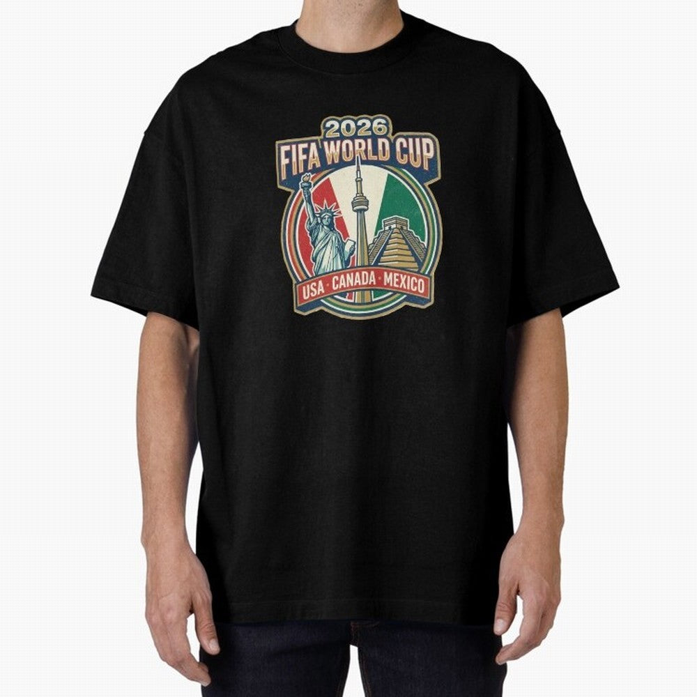 North America United Soccer 2026 Vintage Crest Oversized T-Shirt Unlock Global Football Passion for FIFA World Cup 2026, Connected to Haaland, England, France and Netherlands, Champion Mindset, Group Stage Buzz, Knockout Tension and Passionate Fan