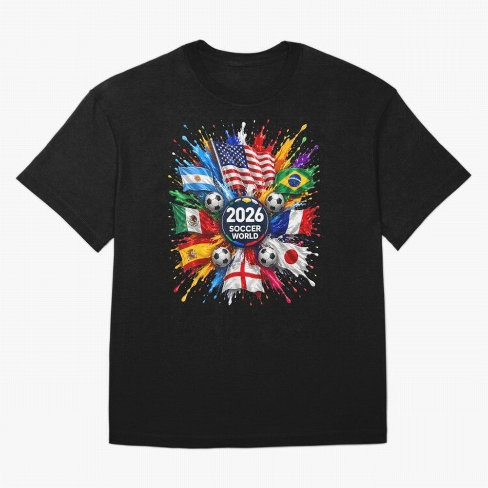 2026 Soccer World USA Flag Burst Fan Tee Oversized T-Shirt Carry Match Day Hype around FIFA World Cup 2026 Group Stage, Mbappe and Neymar, Brazil, Portugal and Argentina, Tournament Hype, Historic Matchups, Family Viewing Parties and Global Sports