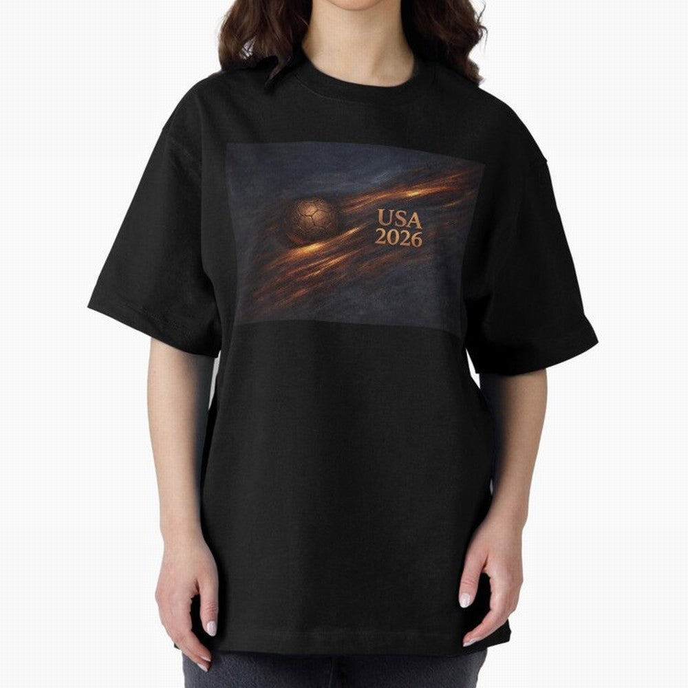 Soccer Ball with USA 2026 Inspired Oversized T-Shirt Feel the FIFA World Cup 2026 USA Canada Mexico Journey through Messi, Neymar and Mbappe Highlights, Argentina and Brazil Pride, Stadium Chants, National Pride, Trophy Dreams and Unforgettable